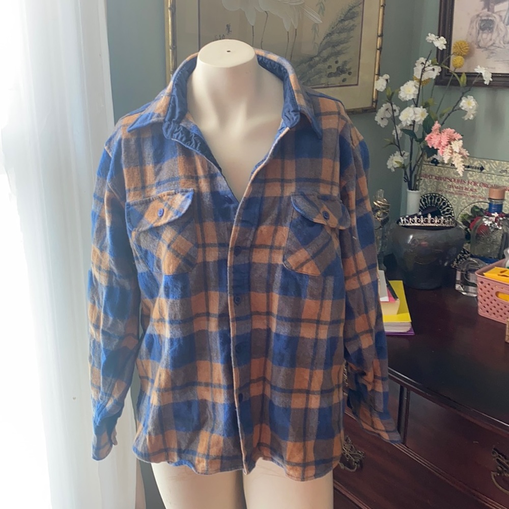 Blue and Orange Wool flannel